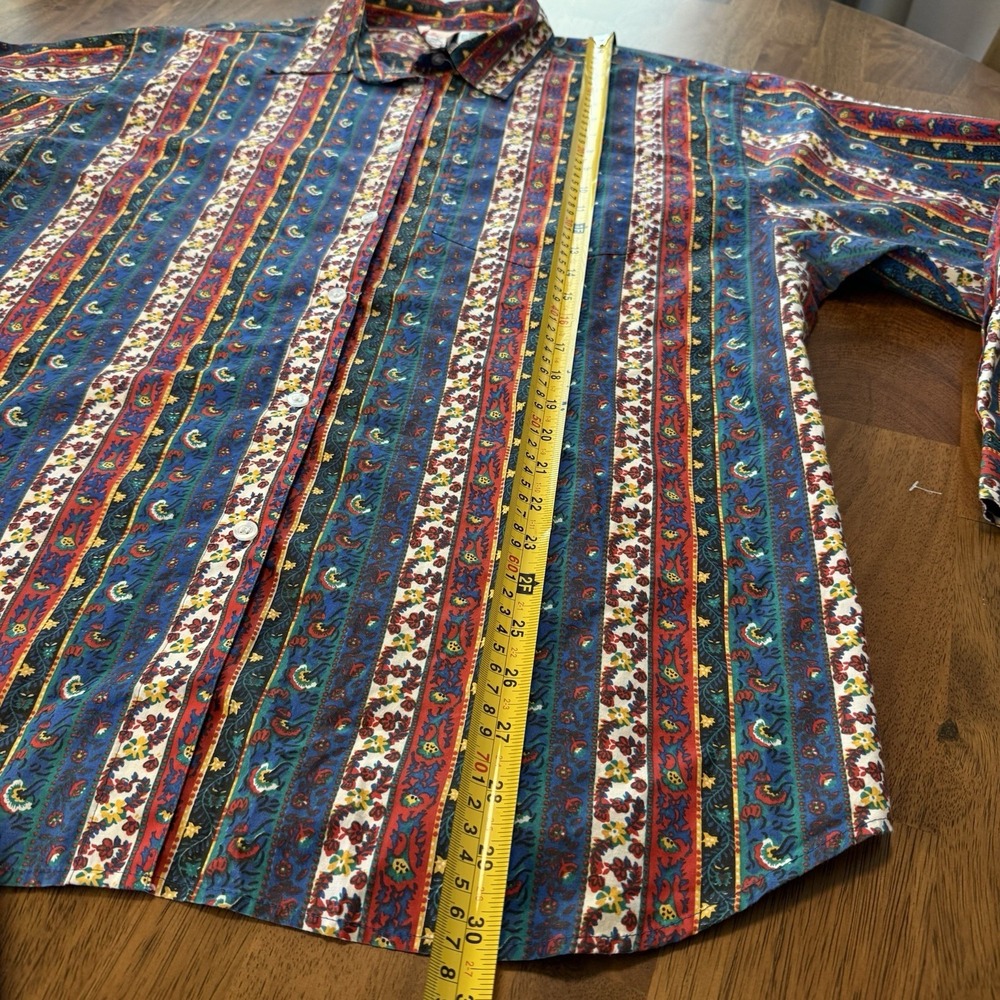Color Color Color Shirt Size 22W Vintage Western Paisley Stripe Long Sleeve Top - Picture 6 of 13